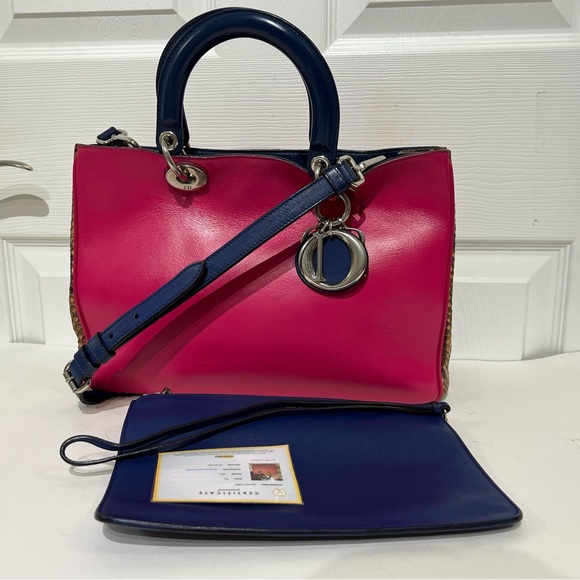 Christian Dior Tri-Color Phyton Diorissimo Tote Bag with Strap and Pouch -Med - Picture 2 of 16